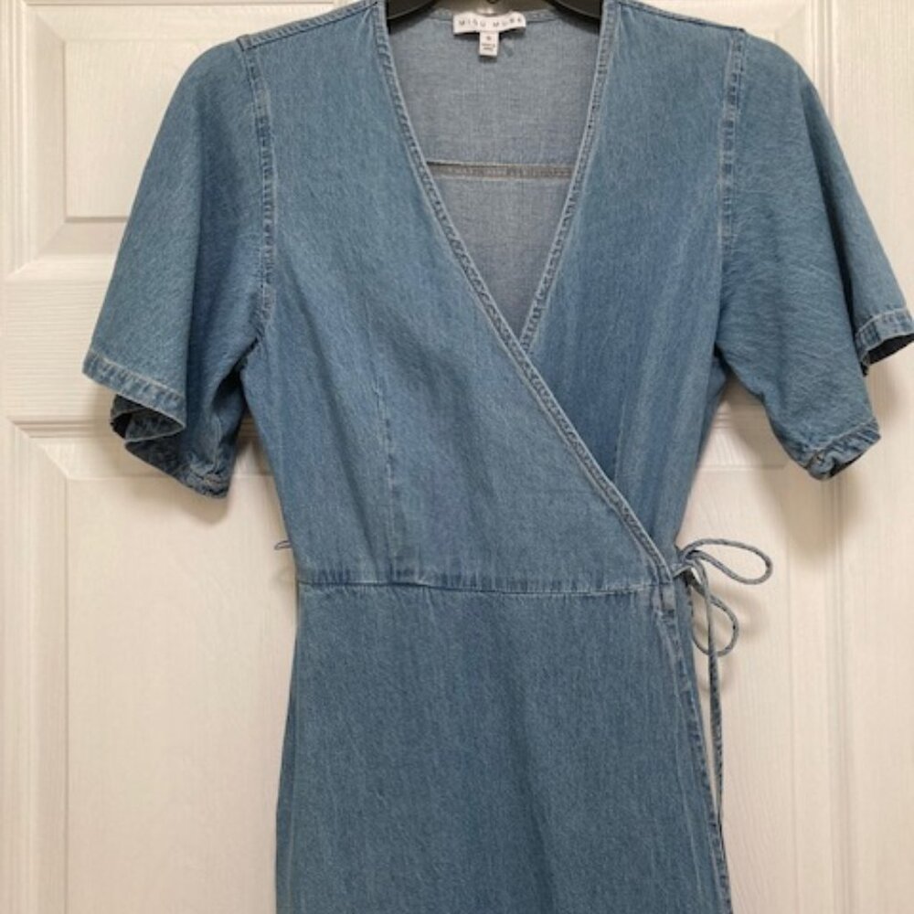 Miou Muse Denim Wrap Dress-Small-NWT! - Picture 9 of 10